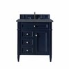 James Martin Vanities Brittany 30in Single Vanity, Victory Blue w/ 3 CM Charcoal Soapstone Quartz Top 650-V30-VBL-3CSP